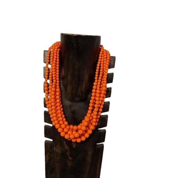 MULTI STRANDS CORAL HAND BEADED NECKLACE - Picture 2 of 4